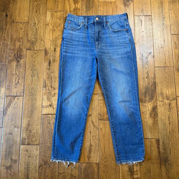 Madewell Denim - Madewell The Perfect Vintage Crop Jeans Womens 30 Blue High Rise Raw Hem Denim